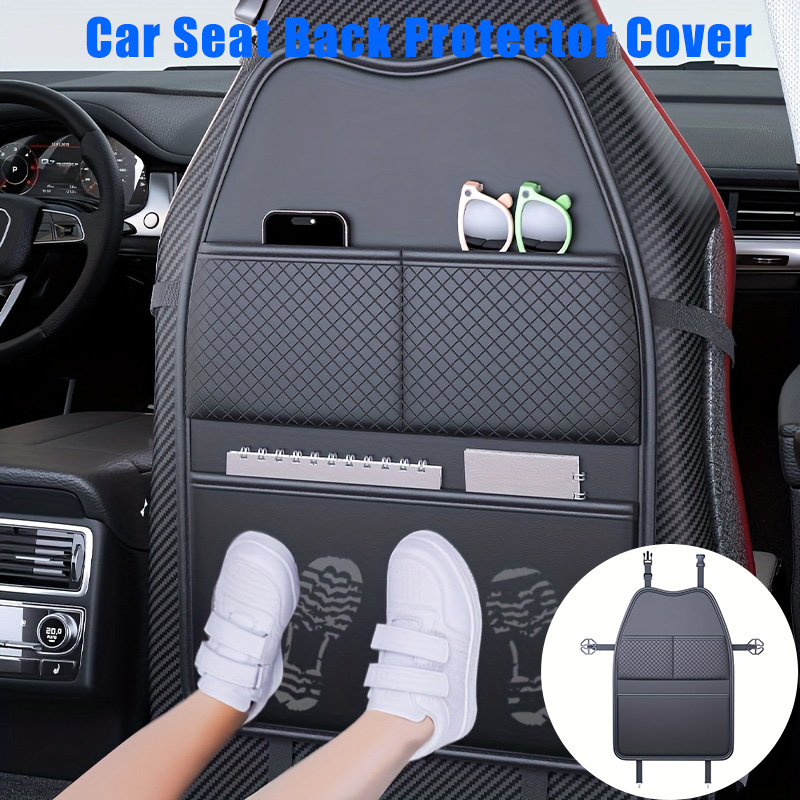 Tablet Accessories Bag - 新型車用シート保護カバー 車用シートキックプルーフパッド ポケット付き PU製車用シートバック収納バッグ 多機能タブレットホルダー