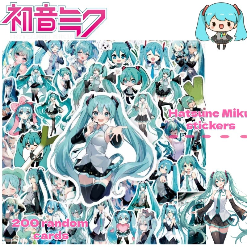 Tablet Accessories Set - 200枚入り 初音ミク アニメ漫画 防水ステッカー ノートパソコン、携帯電話、iPad、水筒、DIYクラフト用
