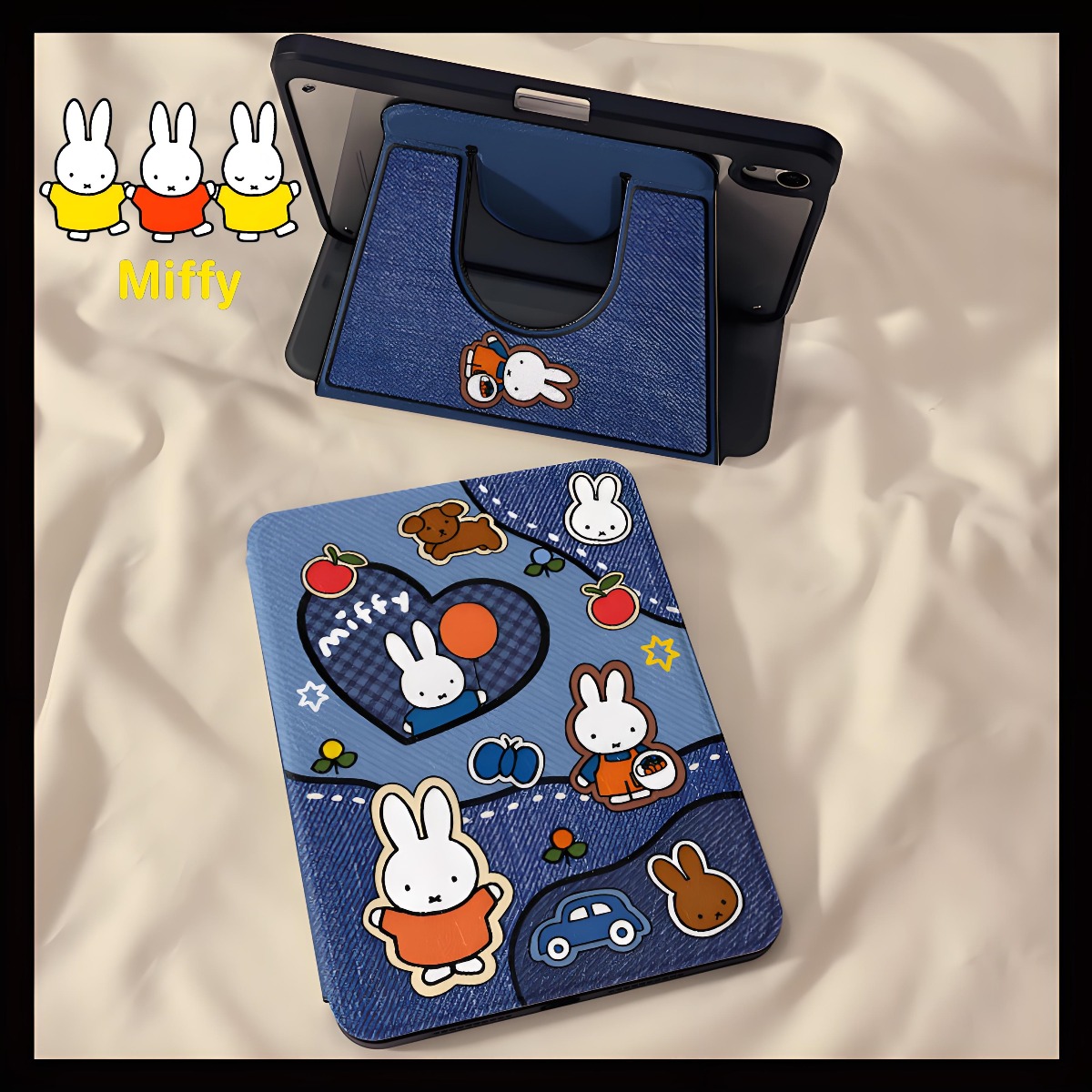 Fire Tablet Accessories - かわいいミッフィーウサギタブレットケースバルーンミッフィーウサギiPad11 360回転Air7 MINI7落下防止iPad第10世代