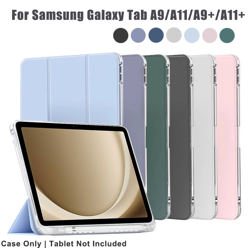 Remarkable Tablet Accessories - クリアクリスタルタブレットケース、ペンホルダー付き、Samsung Galaxy Tab A9、A11 Plus、A9+、A11+、11インチ、8.7インチ、2025年モデル対応、フリップ式マグネットスタンドケース
