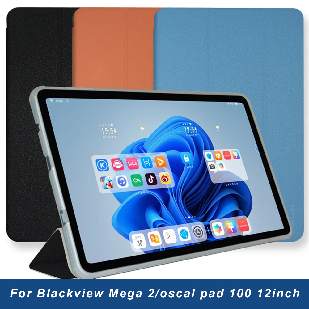 Blackview Tablet Accessories - Blackview Mega 2、Blackview Oscal Pad 100ケース用ケース、12インチタブレットPC用折りたたみスタンドカバー、TPUソフトバック付き