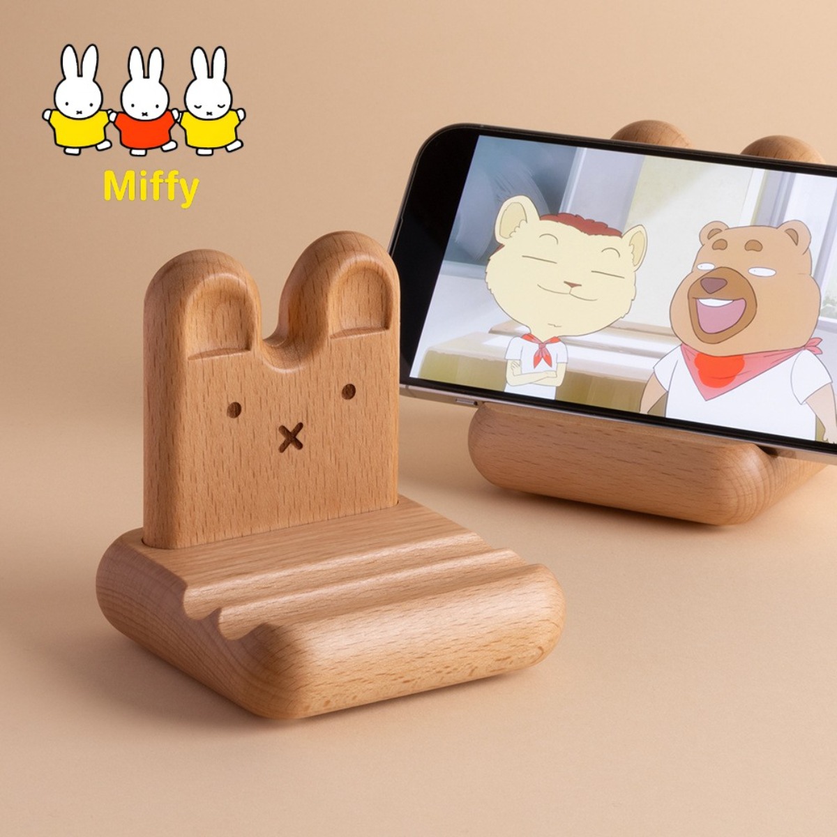 Fire Tablet Accessories - かわいいアニメミッフィーウサギ携帯電話デスクトップスタンド木製椅子タブレットスタンドクリエイティブ畳木製携帯電話スタンド