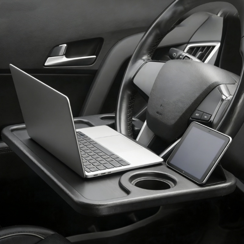 Tablet Car Accessories - 車のステアリングホイールテーブルユニバーサルステアリングホイールマウントラップトップタブレット多機能ダイニングデスクホルダーポータブルインテリアパーツ