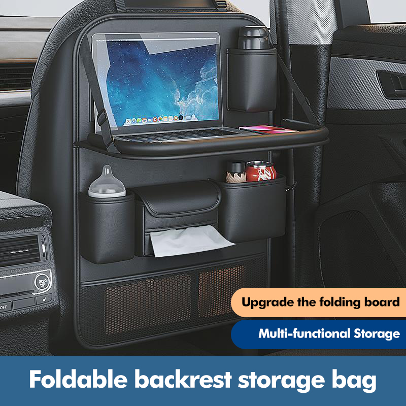 Tablet Accessories Bag - カーシートバック多機能収納バッグ大容量ポケット後部座席オーガナイザー折りたたみ式ダイニングテーブルタブレットトレイ吊り下げバッグ