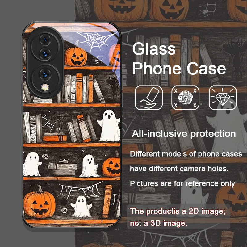 ハロウィン パンプキン ゴースト 本棚 強化ガラス製スマホケ - Honor Tablet Accessories のレビューと価格