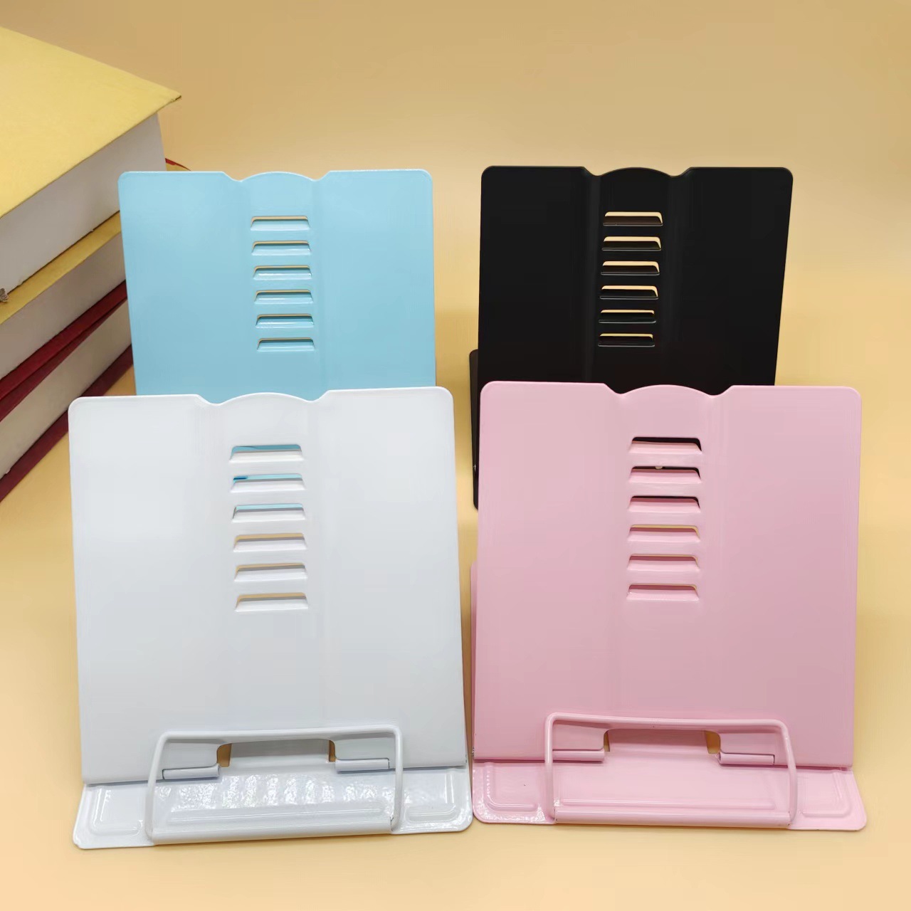 新しい調節可能なポータブル金属製調節可能な読書ブックホルダー - Tablet Reading Accessories のレビューと価格