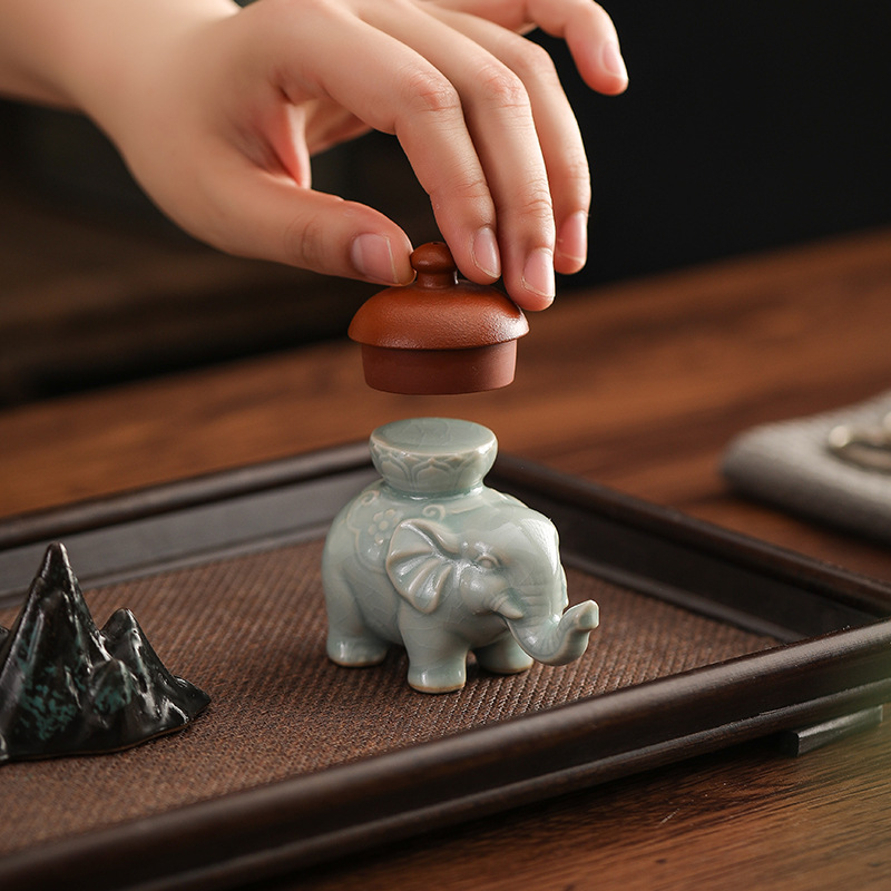 クリエイティブな象の蓋ホルダー、セラミックティーペット、ティ - Unique Table Accessories のレビューと価格
