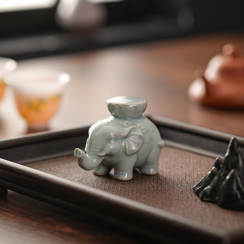 クリエイティブな象の蓋ホルダー、セラミックティーペット、ティ - Unique Table Accessories のレビューと価格
