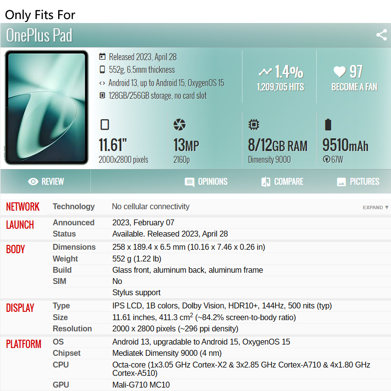 OnePlus Pad 11.61インチ用ケース、ペンシルホ - Lenovo Tablet With Accessories のレビューと価格