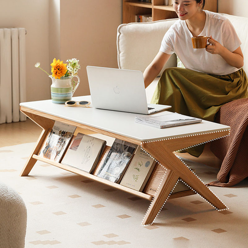 長方形木製コーヒーテーブルミニマリスト収納リビングルームユニ - Unique Table Accessories のレビューと価格