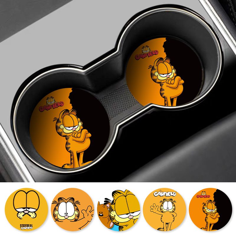 漫画ガーフィールド車用カップコースターユニバーサル滑り止めオ - Tablet Car Accessories のレビューと価格