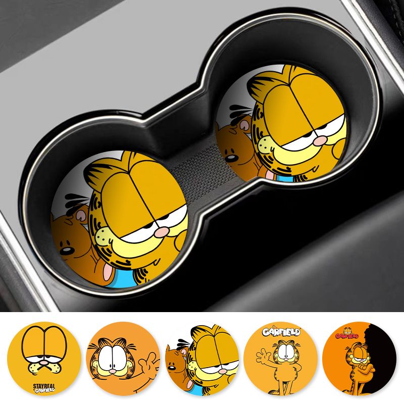 漫画ガーフィールド車用カップコースターユニバーサル滑り止めオ - Tablet Car Accessories のレビューと価格