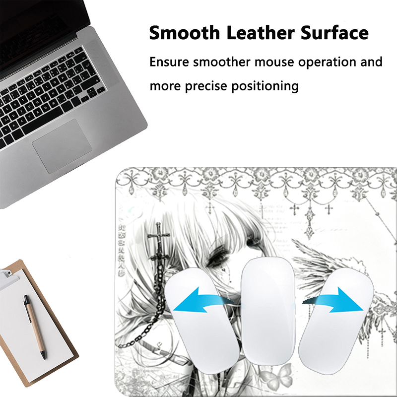 レザーマウスパッド黒白アニメ美学エンジェルガールマウスパッド - Tablet With All Accessories のレビューと価格